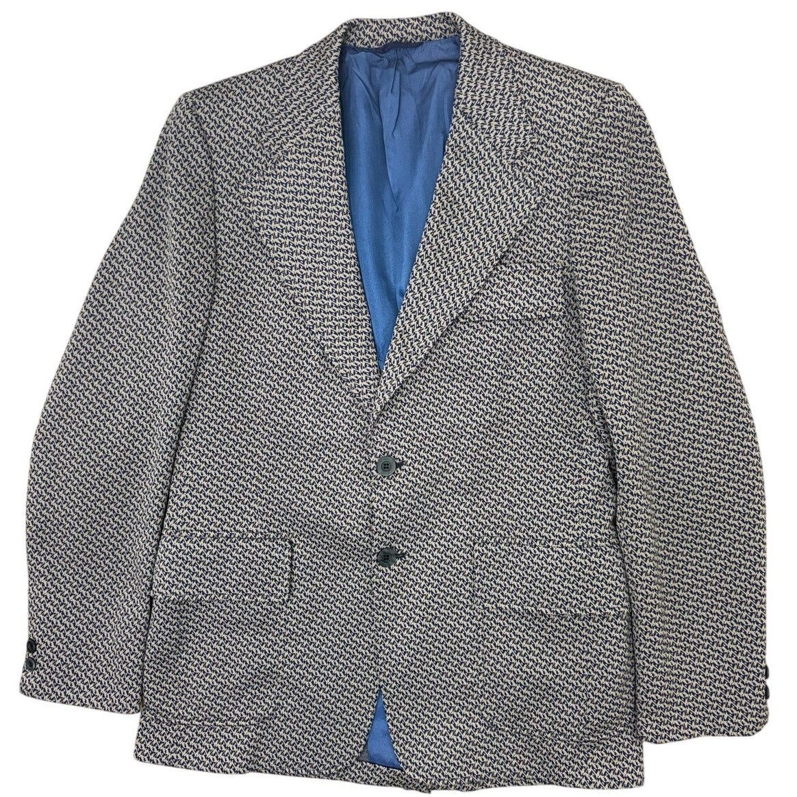 Vintage 70s Men's Medium 40R Gay Blade Houndstooth Double Knit Sport Coat