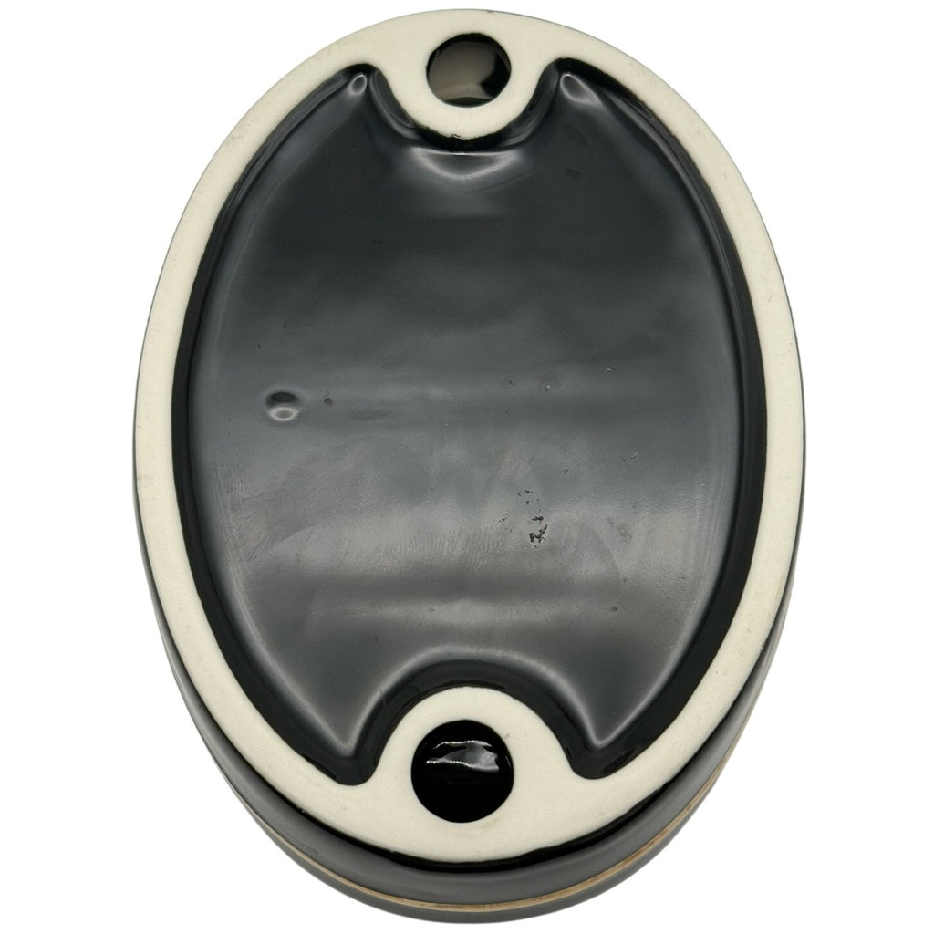Vintage 90s Black Ceramic Soap Dish with Gold Accent Bathroom Vanity Holder