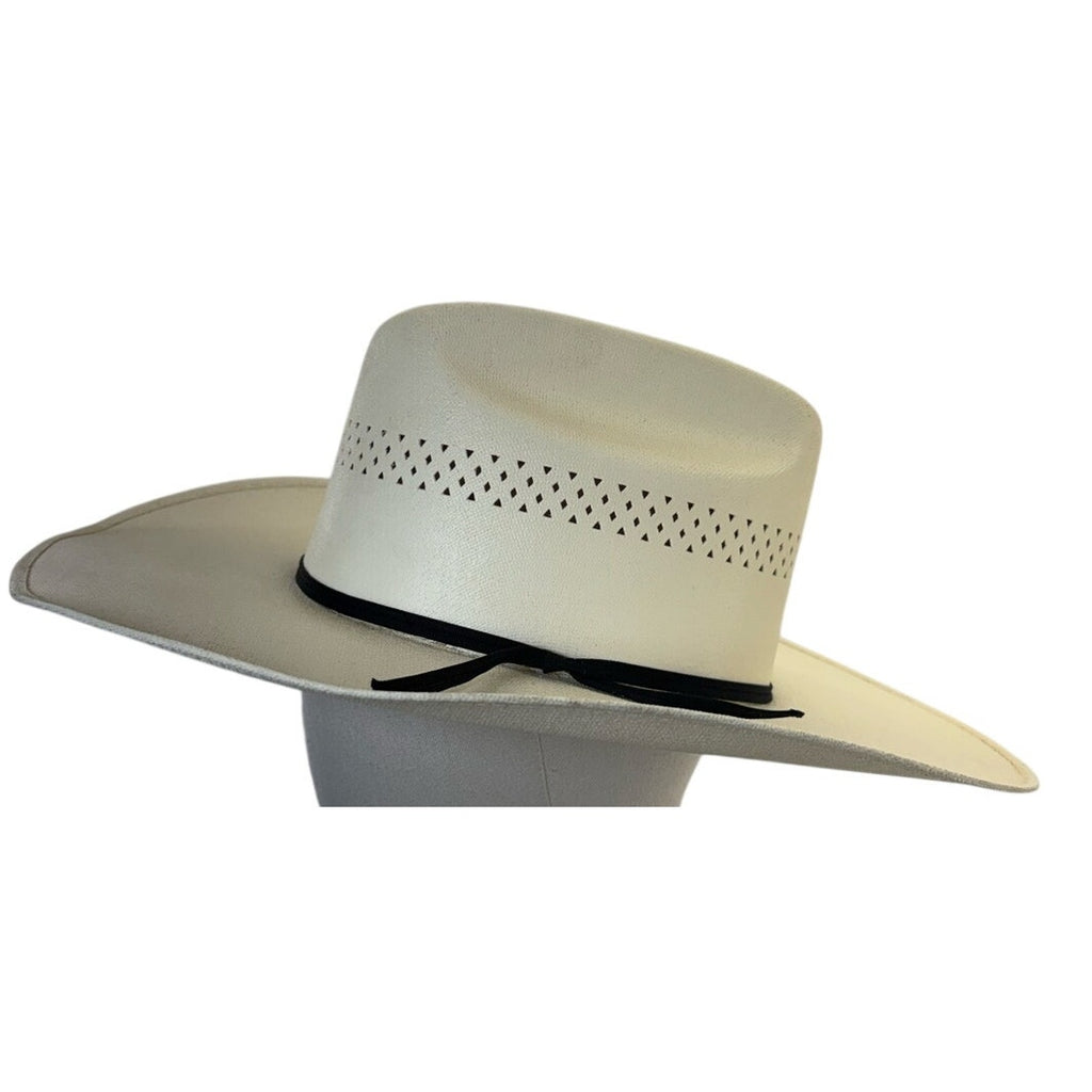 Vintage 90s Cowboy Canvas Western Cowboy Hat Cream White Vented Brim Adult Mens