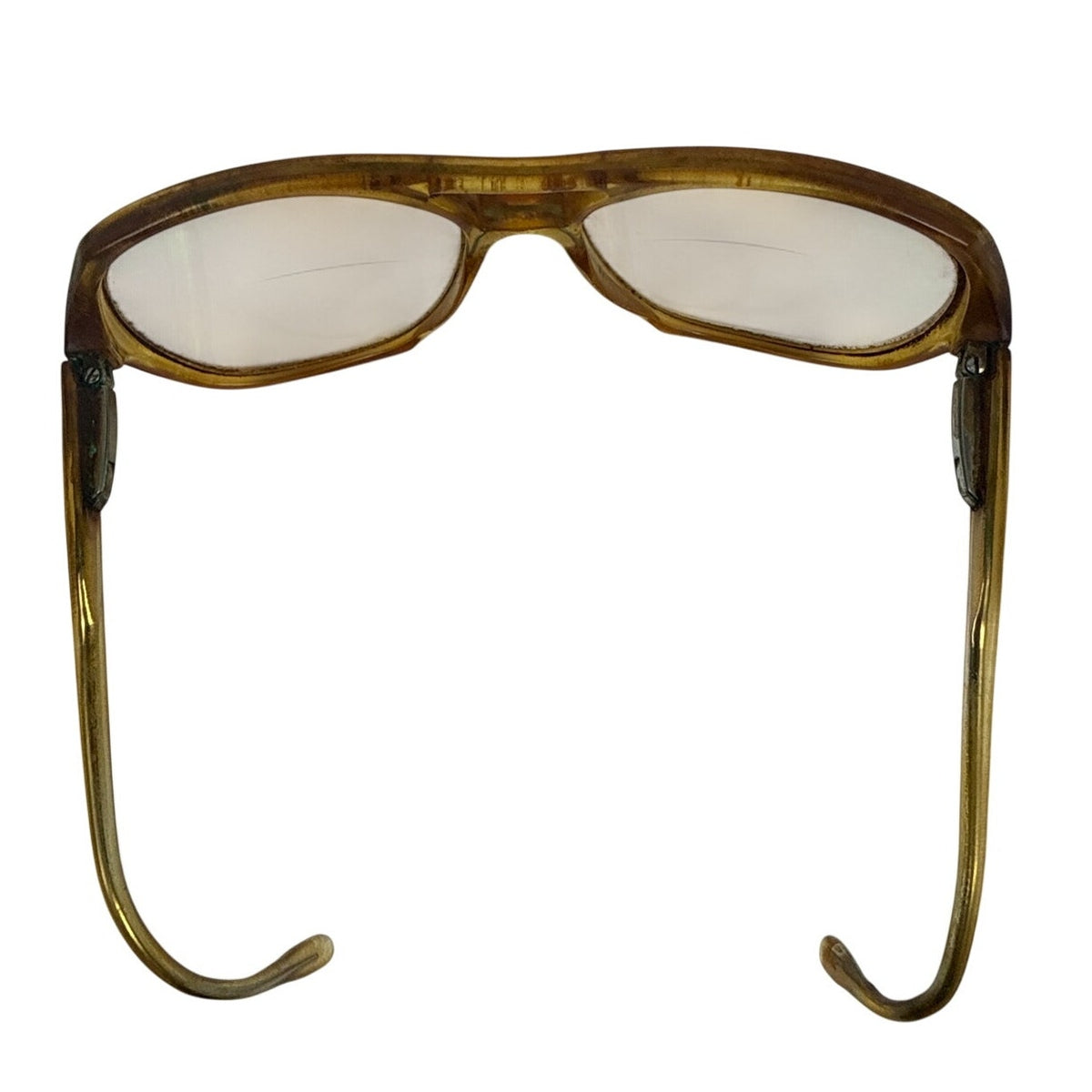 Vintage 70s 80s Amber Brown Double Bridge Aviator Eyeglass Frames Unisex