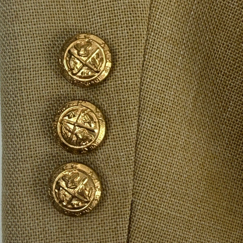 Vintage 1970s Carolcrest Men's Tan Blazer Gold Heraldic Buttons 42