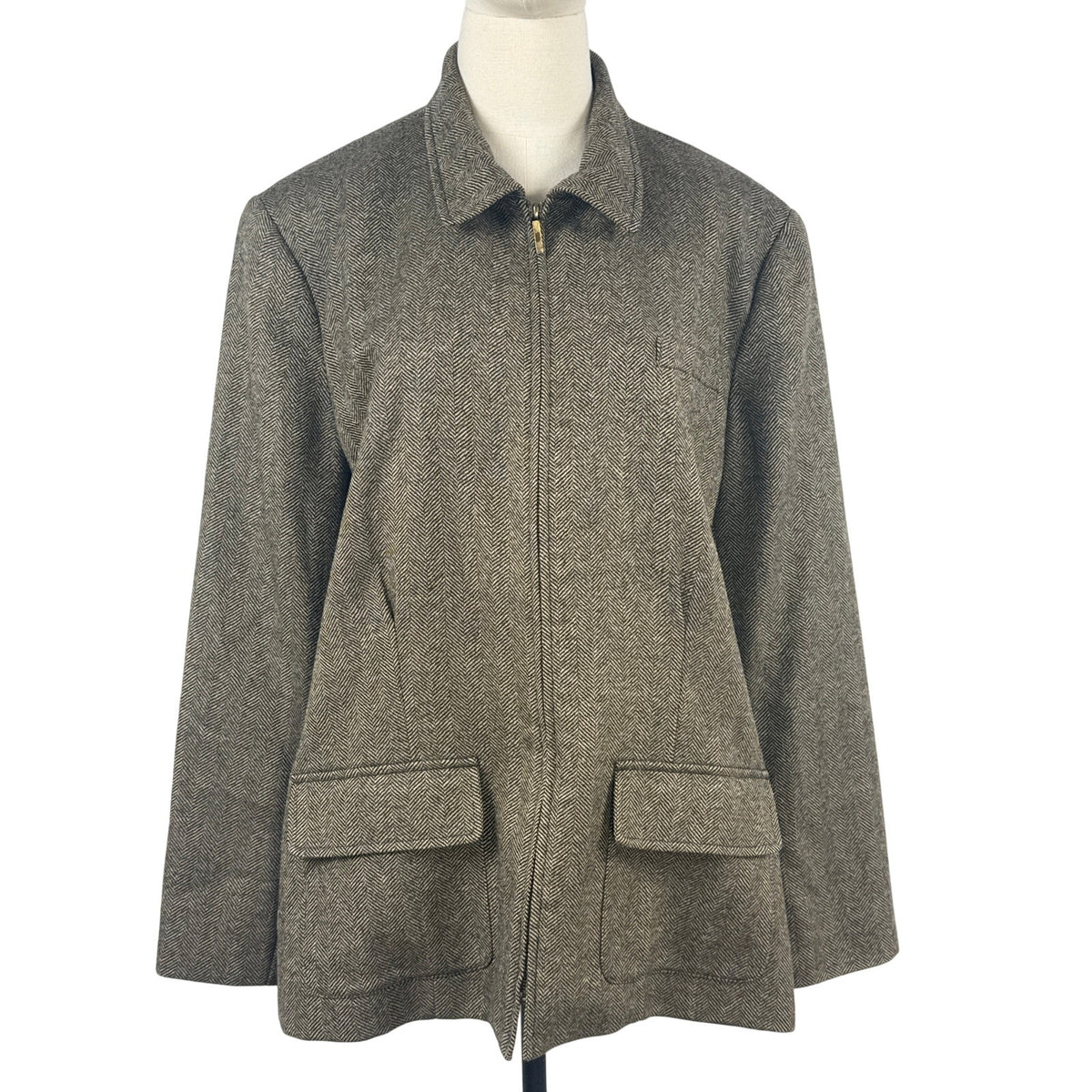 Vintage 2000s Lauren Ralph Lauren Herringbone Zip Jacket Women’s 18W