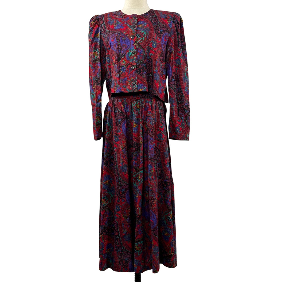 Vintage 80s Jeffrey & Dara Rayon Paisley Palazzo Pant Set Women's M/L