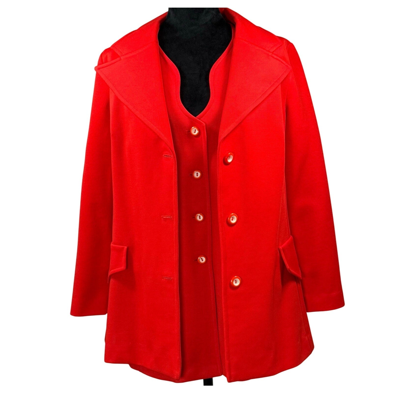 Vintage 70s Montgomery Ward Women’s 13/14 Vest & Red Blazer Set Polyester