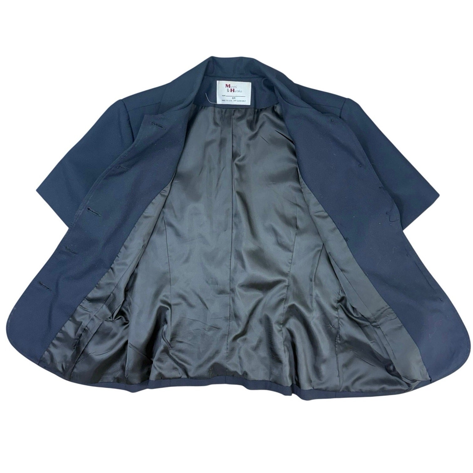 Vintage 80s Murphy and Hartelius Navy Skirt Suit Set 6R 8A Career Office USA