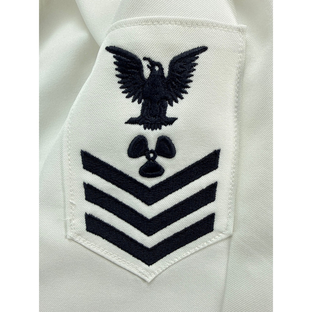 Vintage 80s US Navy Dress White Jumper Petty Officer 1st Class 46L