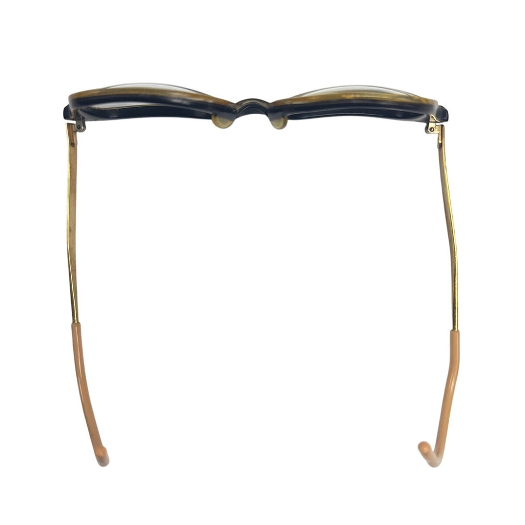 Vintage 1950s–60s Bausch & Lomb Black Gold Cable Temple Eyeglass Frames 6 1/4