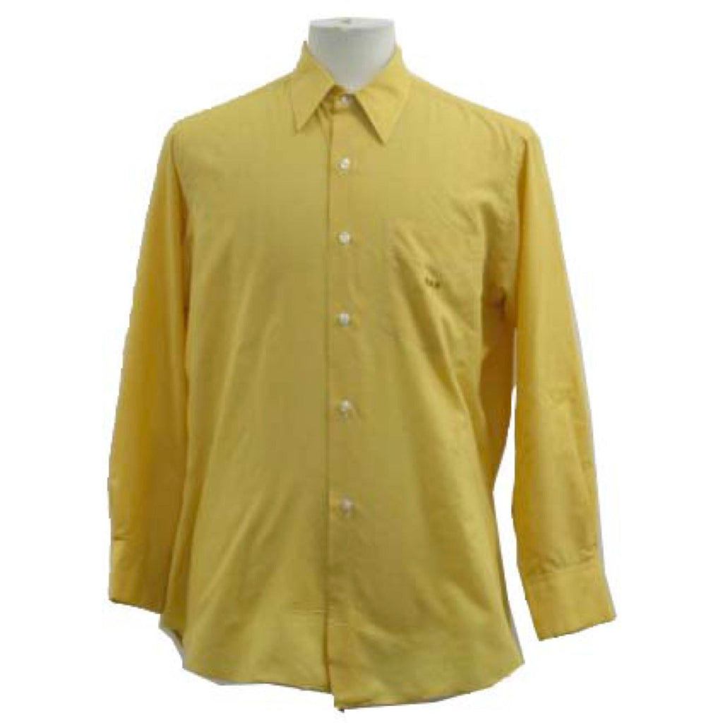 Vintage 70s Women's Large Hiras Ltd Yellow Silk Cotton Dress Shirt