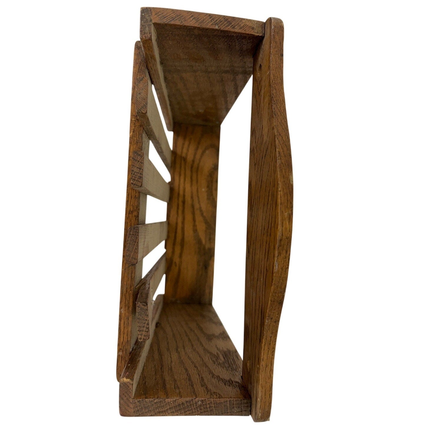 Vintage 70s Wooden Toilet Paper Magazine Rack Holder Wall Mount Rustic Oak