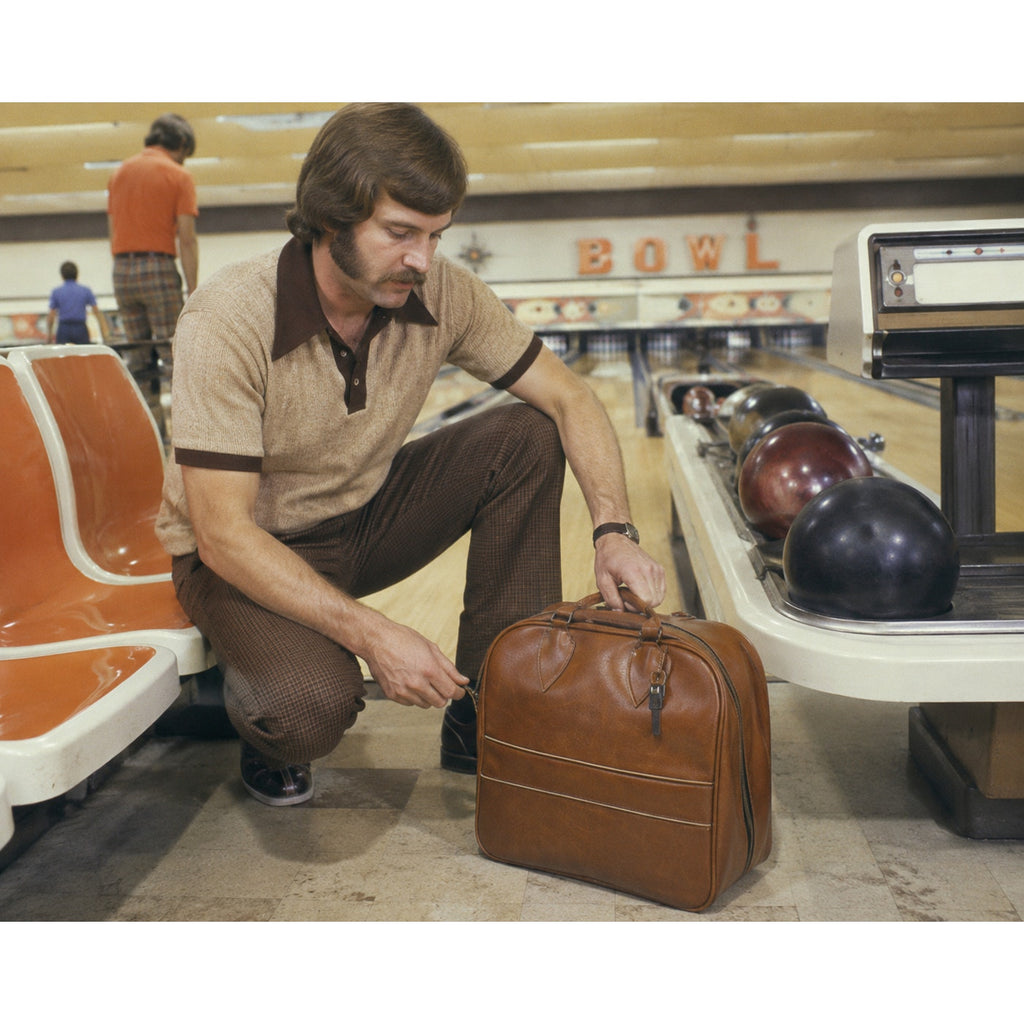 Vintage C C Brown Faux Leather Single Bowling Ball Bag Shoe Compartment