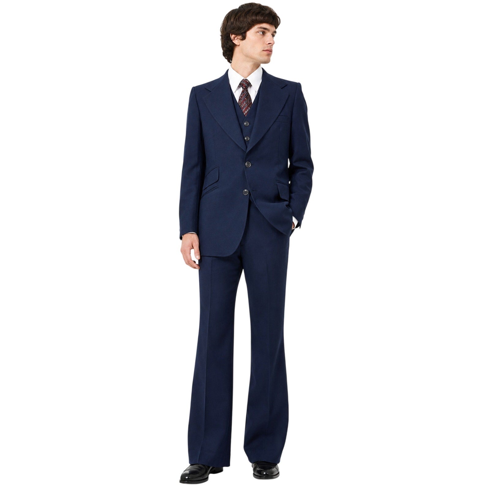 Vintage 70s Ratner & Ratner Michael Novarese 3 Piece Suit 38R Navy