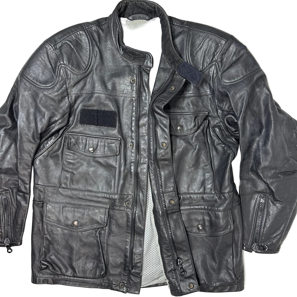Vintage 80s Mens Large BMW Motorrad Dainese Black Leather Motorcycle Jacket