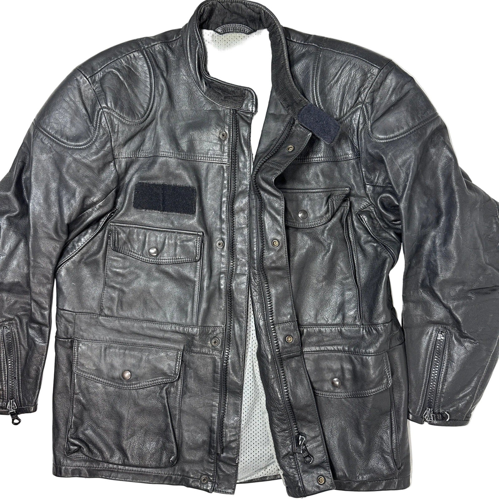 Vintage 80s Mens Large BMW Motorrad Dainese Black Leather Motorcycle Jacket
