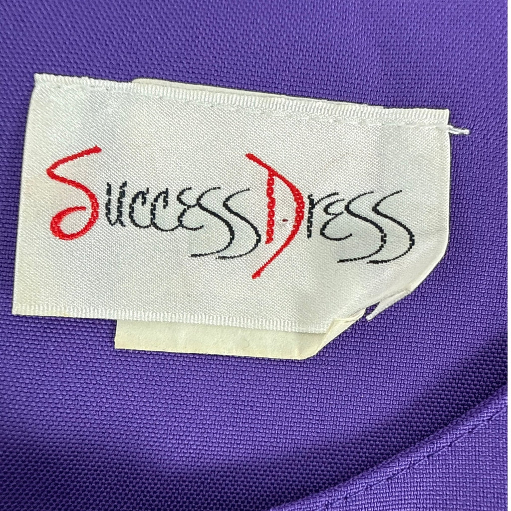 Vintage 80s Success Dress Purple Button Front Sheath Midi Dress Womens XL