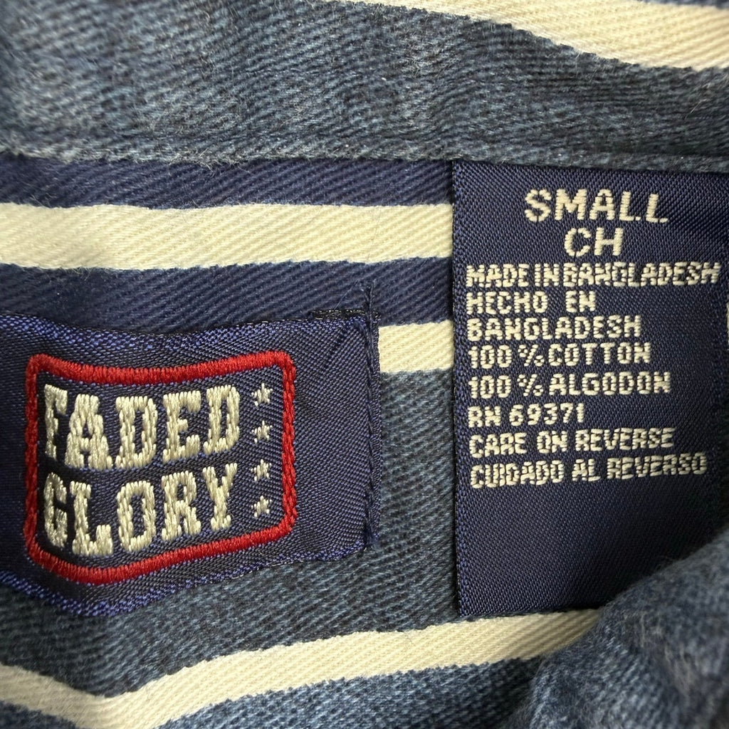 Vintage 00's Faded Glory Blue Striped Button-Down Shirt Men's Small Long Sleeve