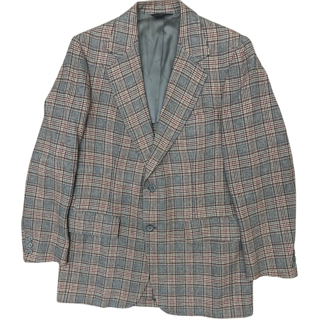 Vintage 70s Men's Large 42 Pendleton Wool Plaid Blazer Gray Tweed Sport Coat