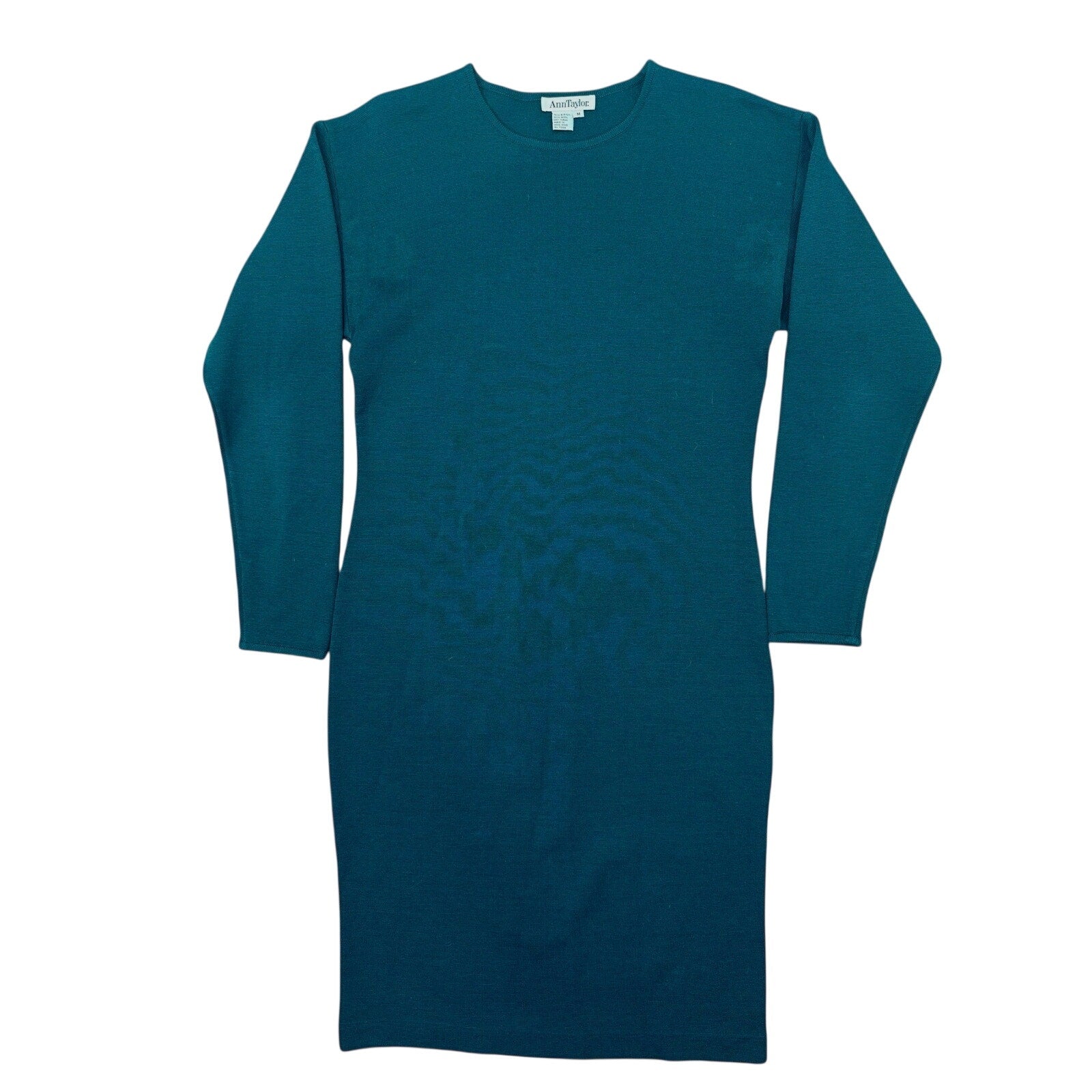 Ann Taylor Sweater Dress Teal Knit Long Sleeve Midi Hong Kong Women's Medium
