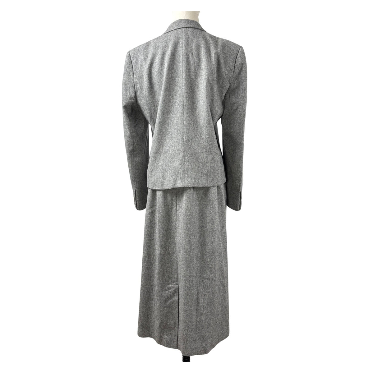 Vintage 80s Evan-Picone Wool Gray Skirt Suit Set USA Made Women's 14