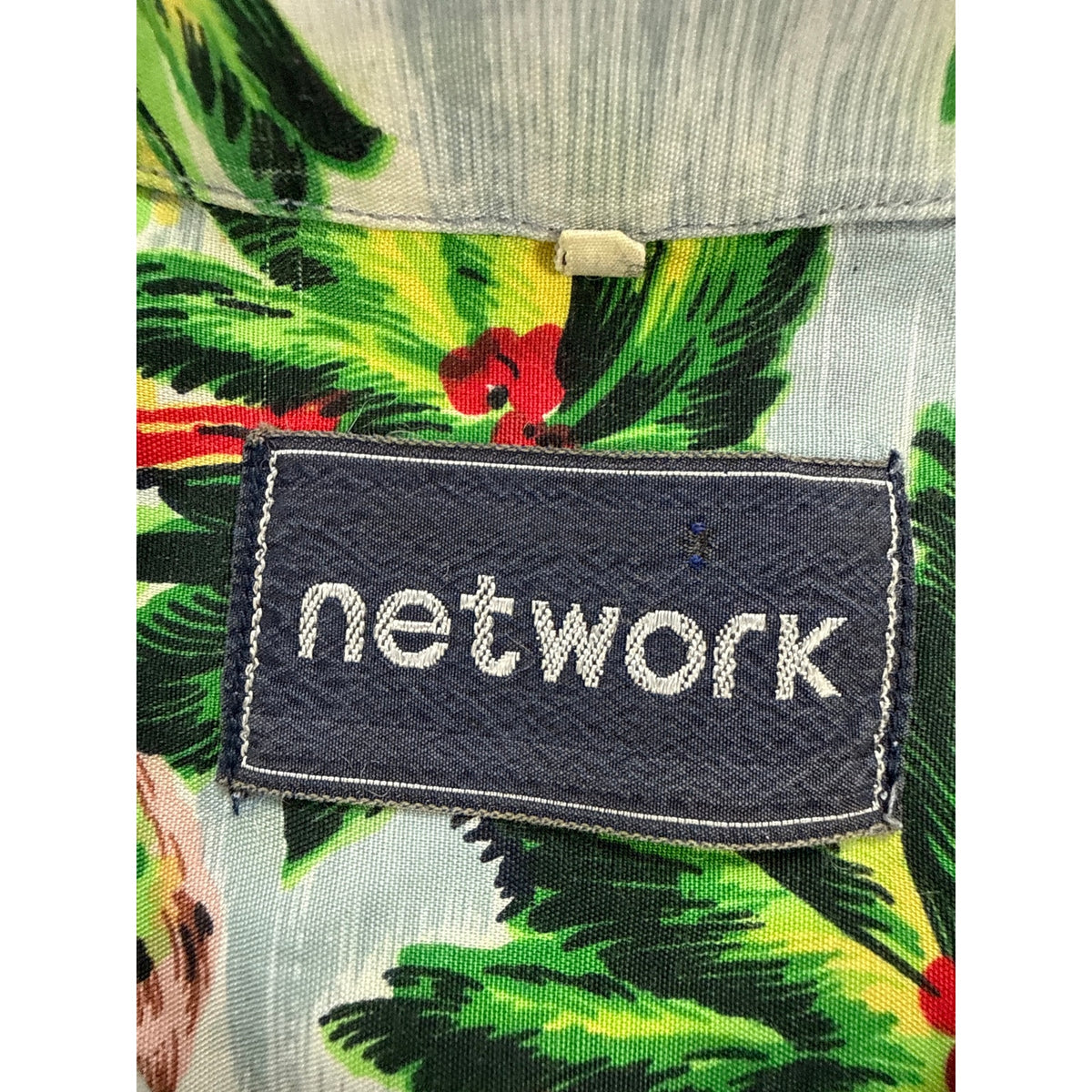 Vintage 90s Network Gray Rayon Hawaiian Canoe Floral Shirt Men's 2XL