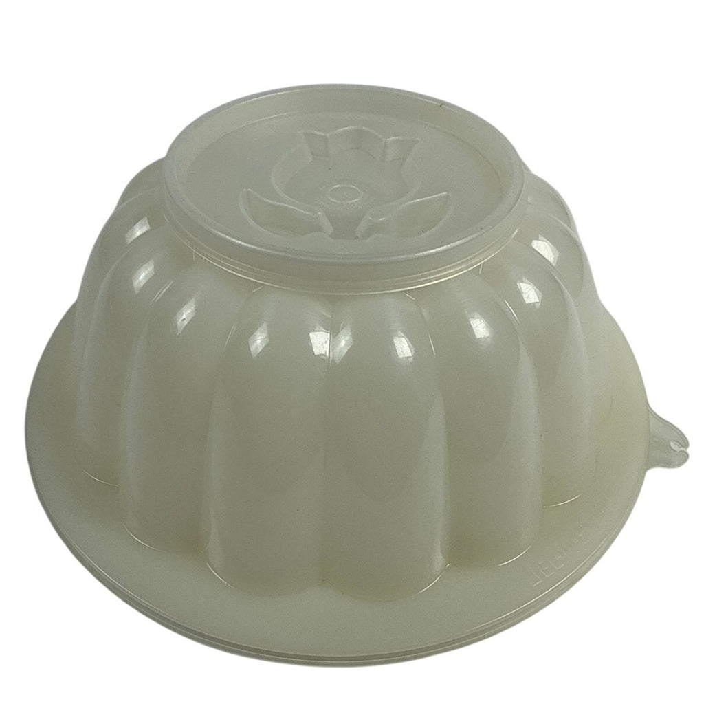Vintage 70s Tupperware Jel-N-Serve Jello Mold Bowl with Lid Tulip Design 8”