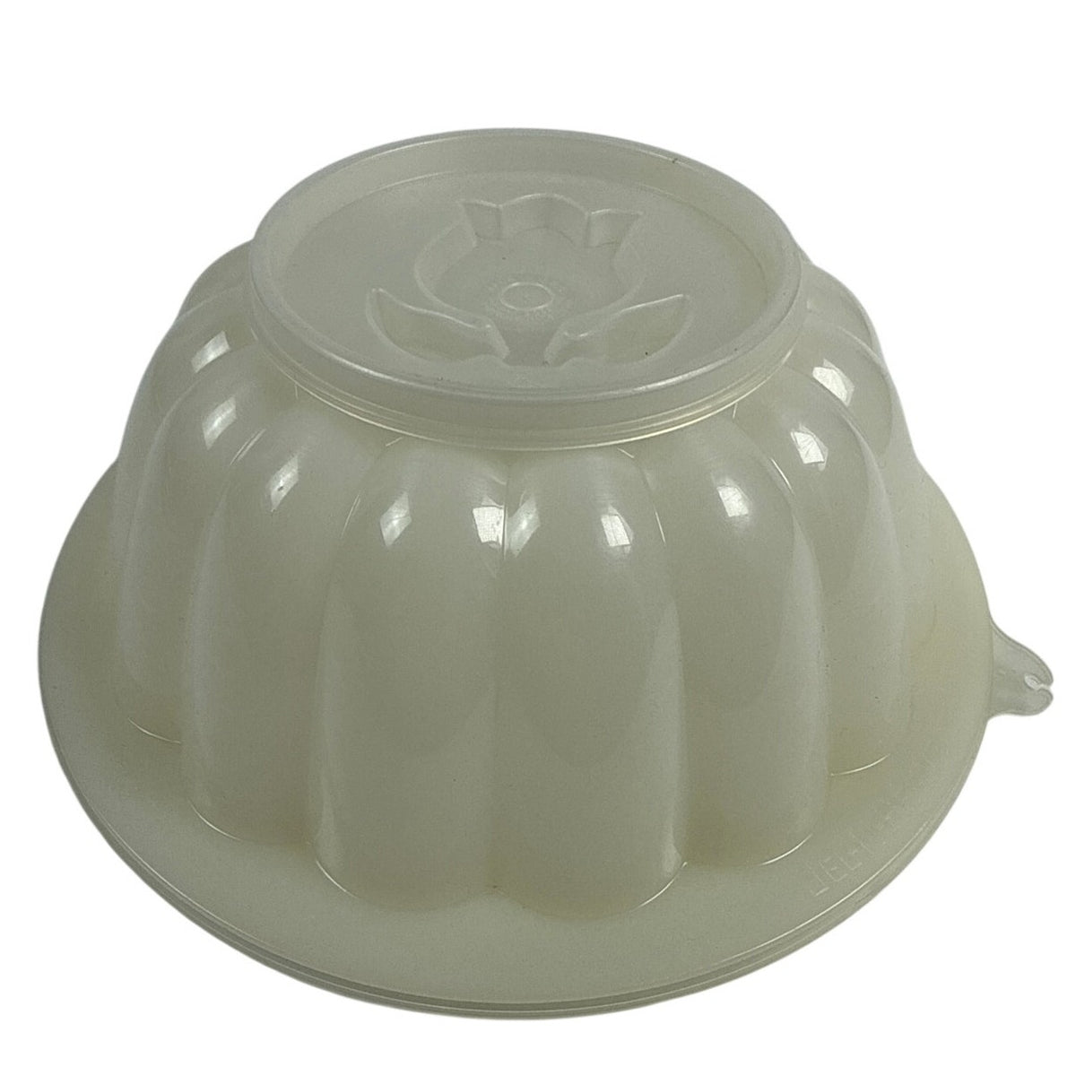 Vintage 70s Tupperware Jel-N-Serve Jello Mold Bowl with Lid Tulip Design 8”
