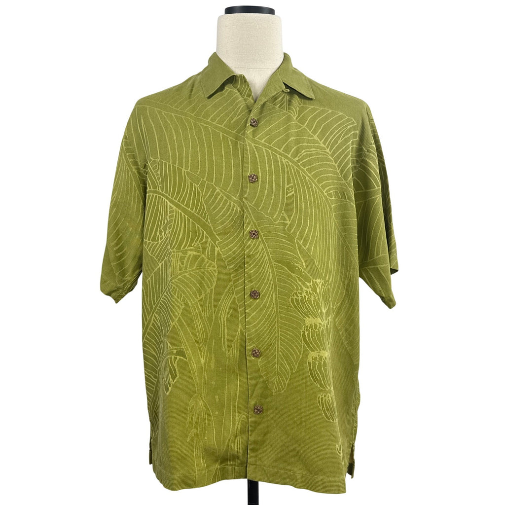 Vintage 90s Tommy Bahama Olive Green Silk Shirt Men’s Medium Chest 46”