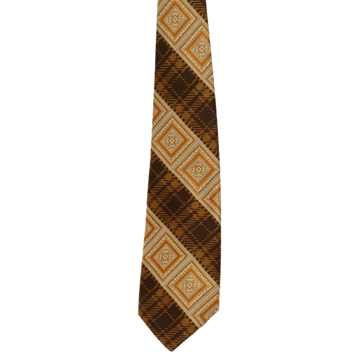 Vintage 70s Exclusive Fashion Brown Rust Geometric Wide Tie 4.5” x 54”