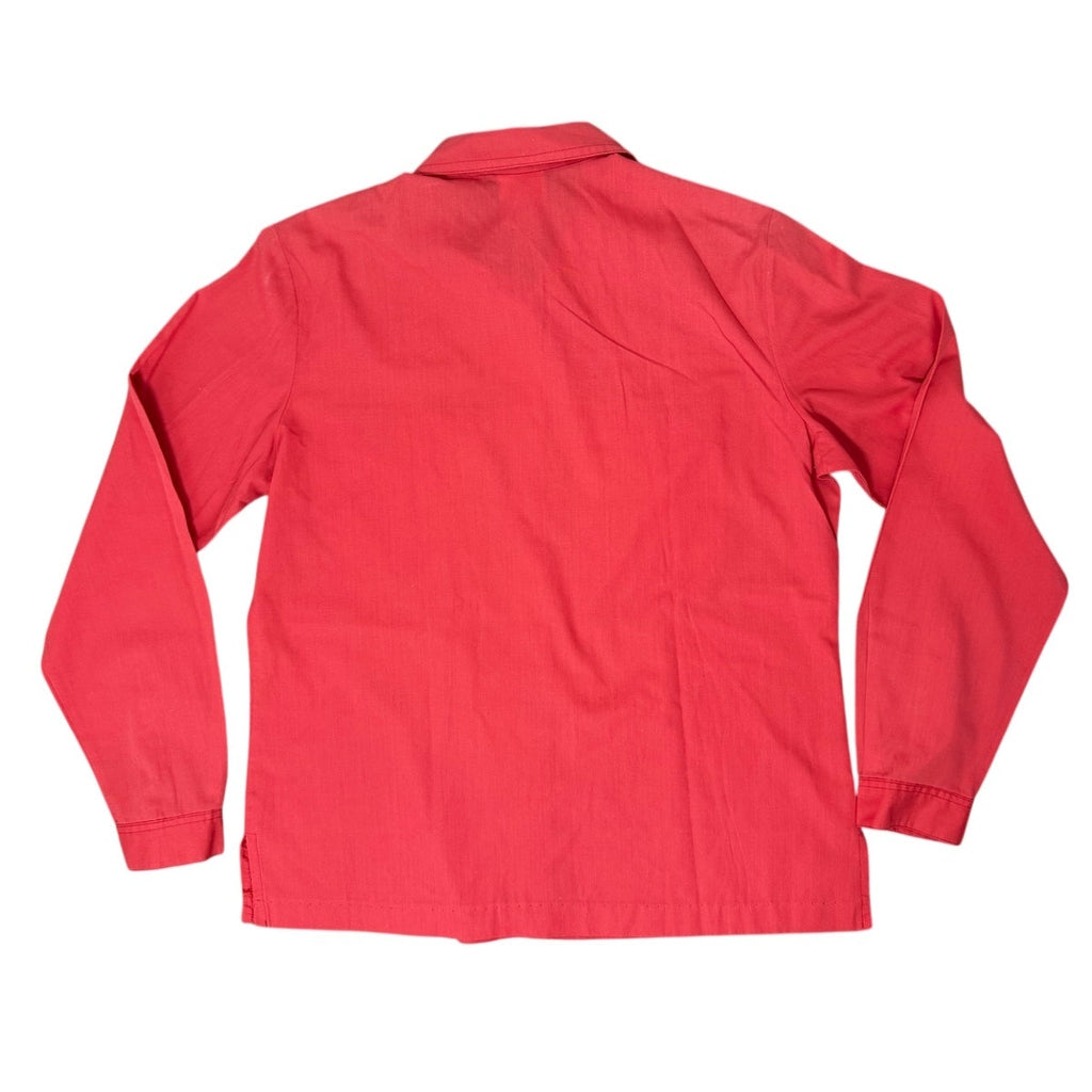 Vintage 60s Panher Women's Medium Pink Red Blouse Patch Pocket Button Shirt