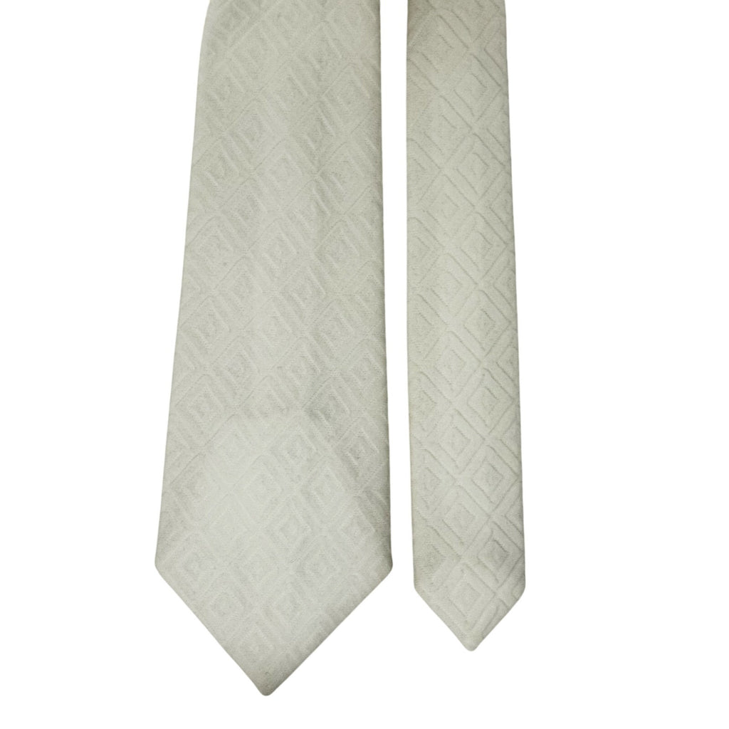 Vintage 70s Ladybug White Diamond Knit Polyester Wide Necktie 58 x 4