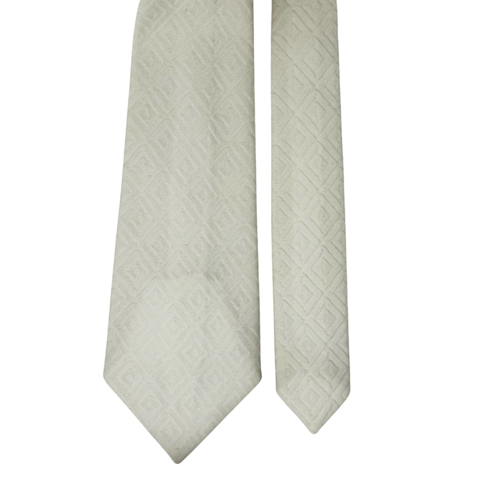 Vintage 70s Ladybug White Diamond Knit Polyester Wide Necktie 58 x 4