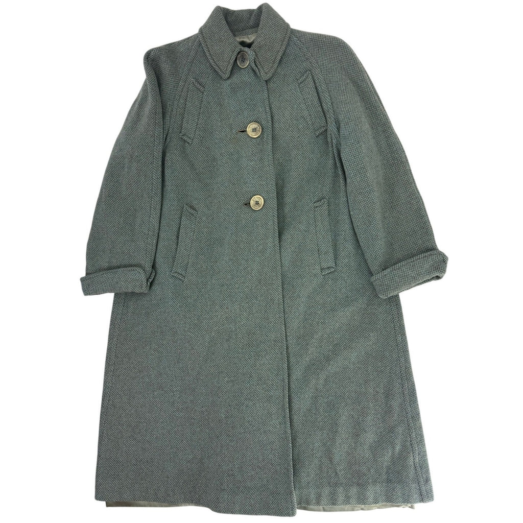 Vintage 1950s Women's Medium Aqua Green Gray Tweed Wool Coat A-Line 40 Bust