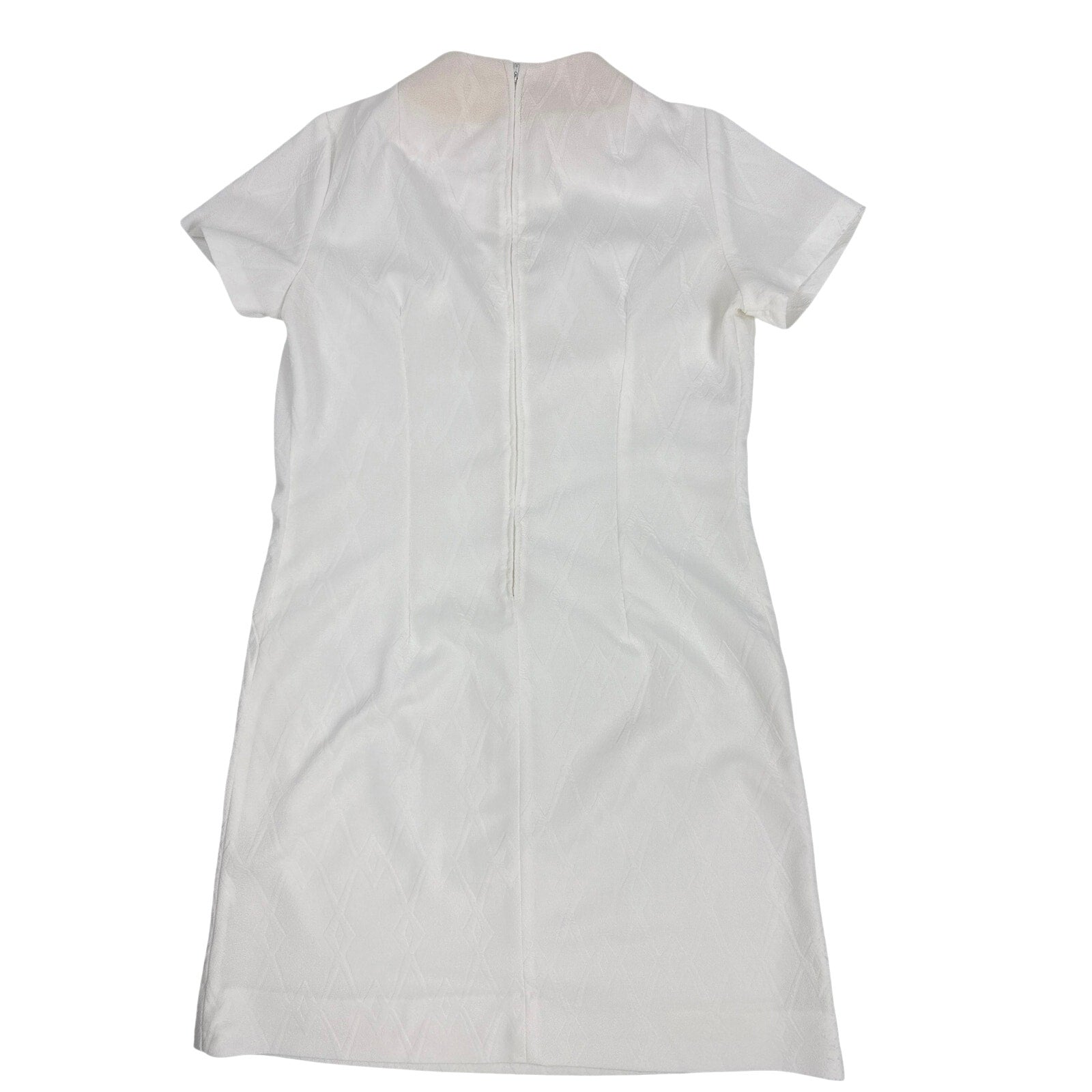 Vintage 70s Lady Carol White Textured Knit Shift Dress Nurse Women's Large