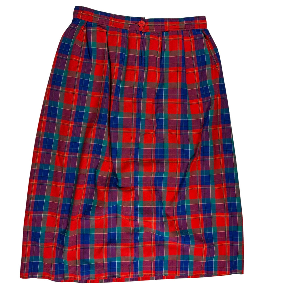 Vintage 70s Pendleton Women's Medium Plaid Wool Midi Skirt USA A-Line Pleated