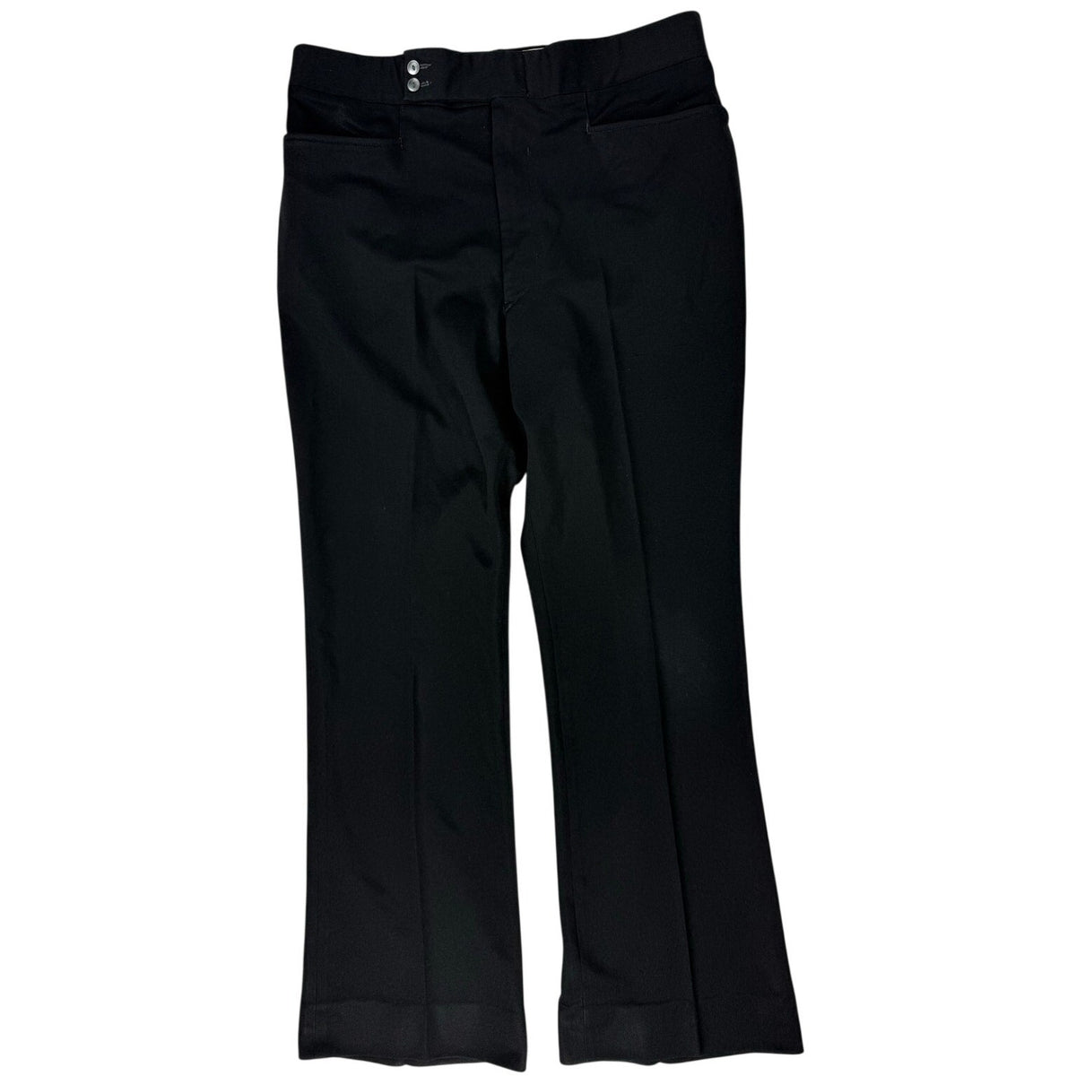 Vintage 1980s Mens Black Polyester Flat Front Dress Pants Slacks 34x31