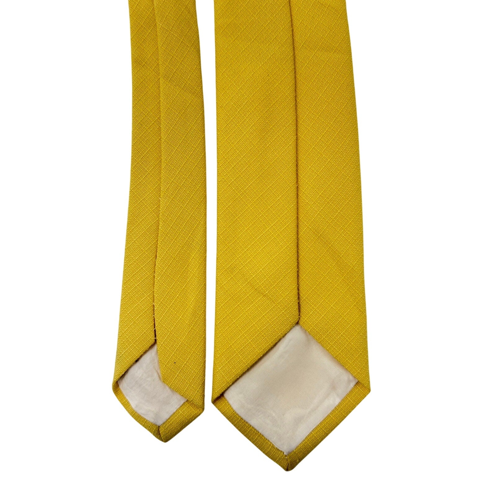 Vintage 1960s Sunny Yellow Textured Polyester Skinny Tie 3" Wide