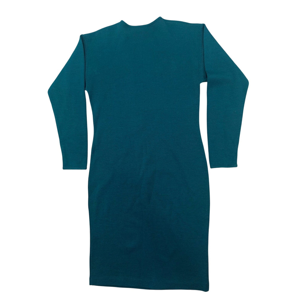 Ann Taylor Sweater Dress Teal Knit Long Sleeve Midi Hong Kong Women's Medium