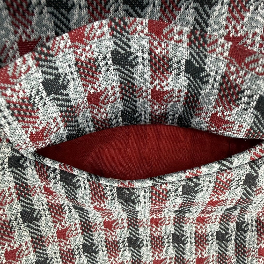 Vintage 70s Men's 38R Plaid Polyester Sport Coat Blazer Red Gray