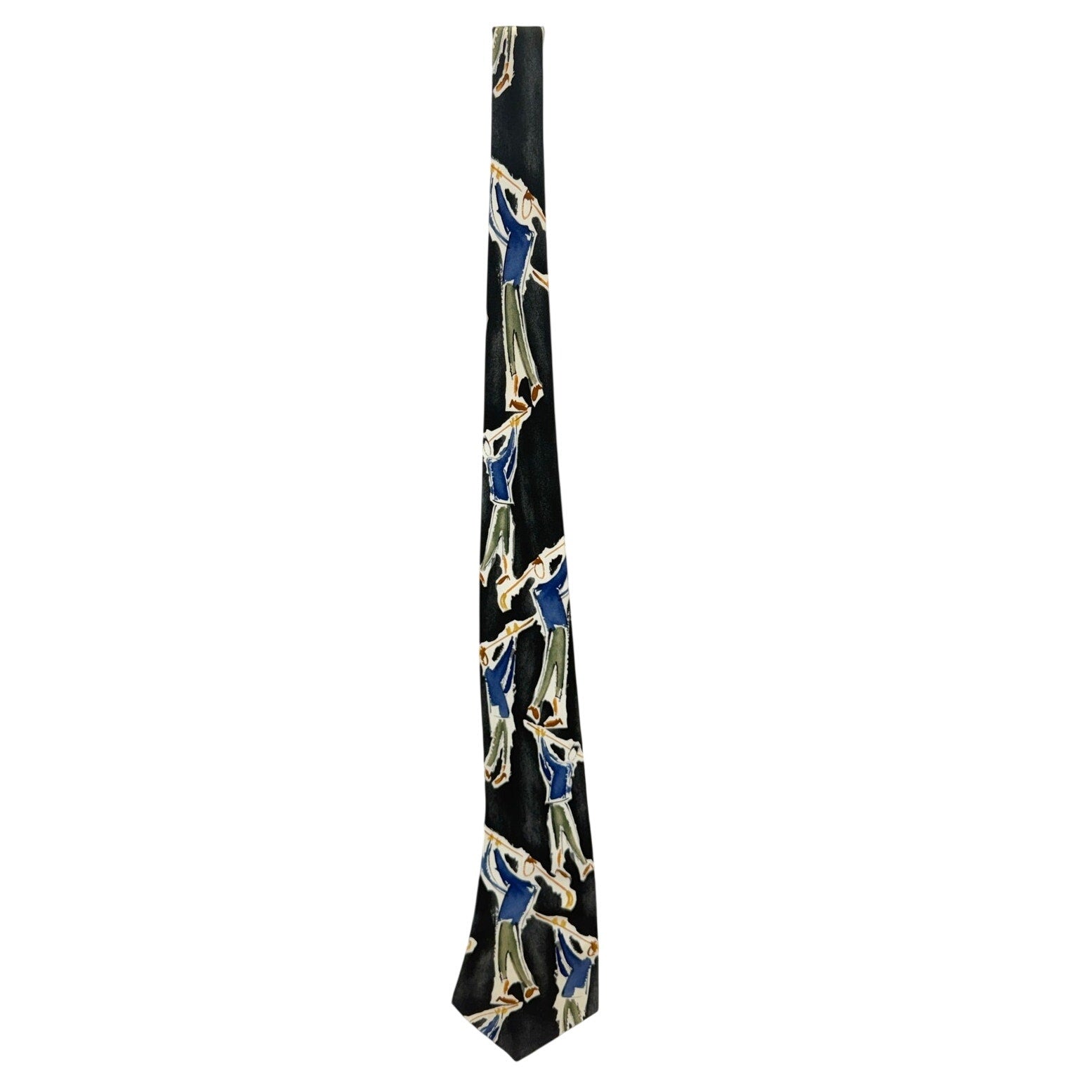 Vintage 90s T-Time Golf Silk Necktie USA Made Wide Artistic Mens Tie 59x4