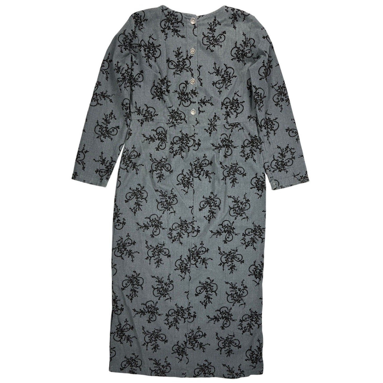 1970s Gray Max Dress with Velvet Black Women's 6 Match Made in USA