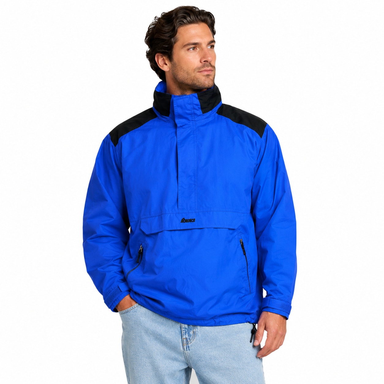 Vintage 90s Nordica Classics Blue Pullover Windbreaker Jacket Hooded Men's XL
