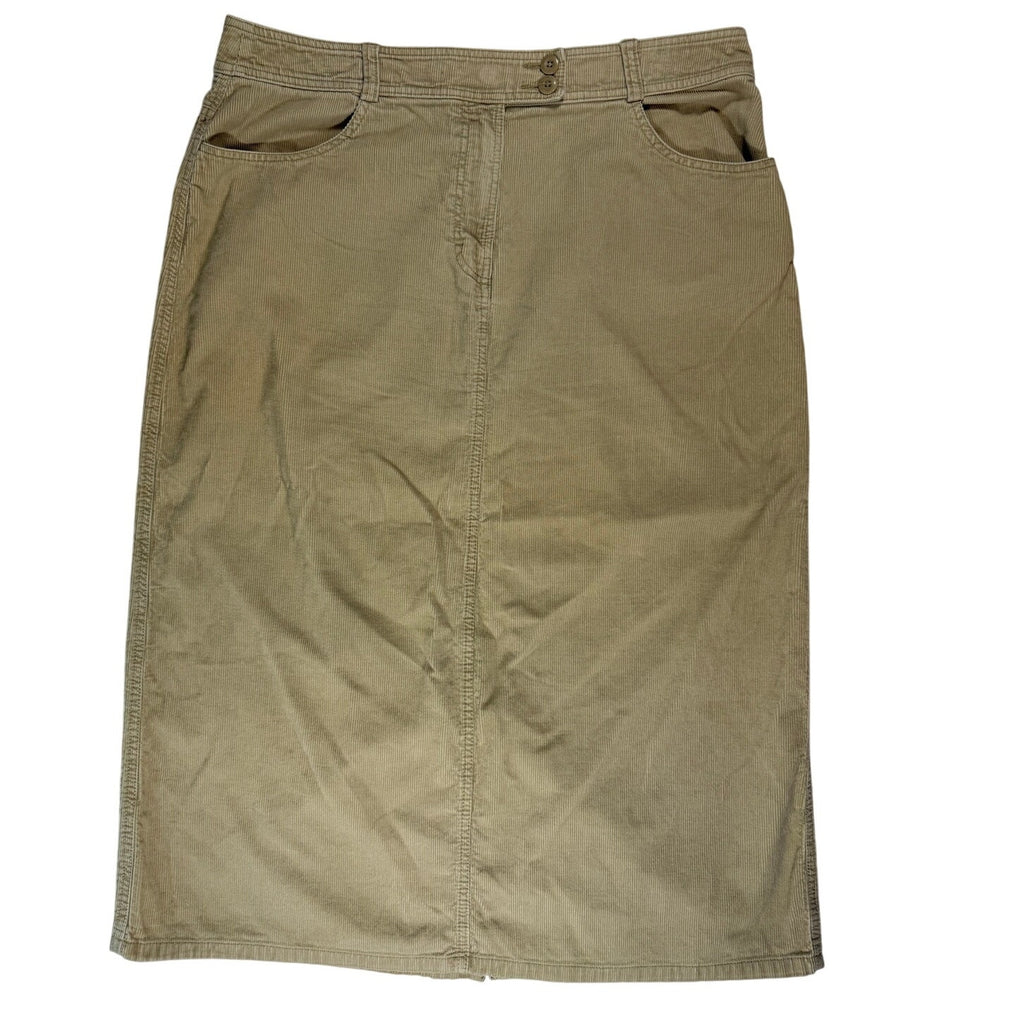 Vintage 90s Women’s 18 Eddie Bauer Tan Corduroy Skirt Western Cotton