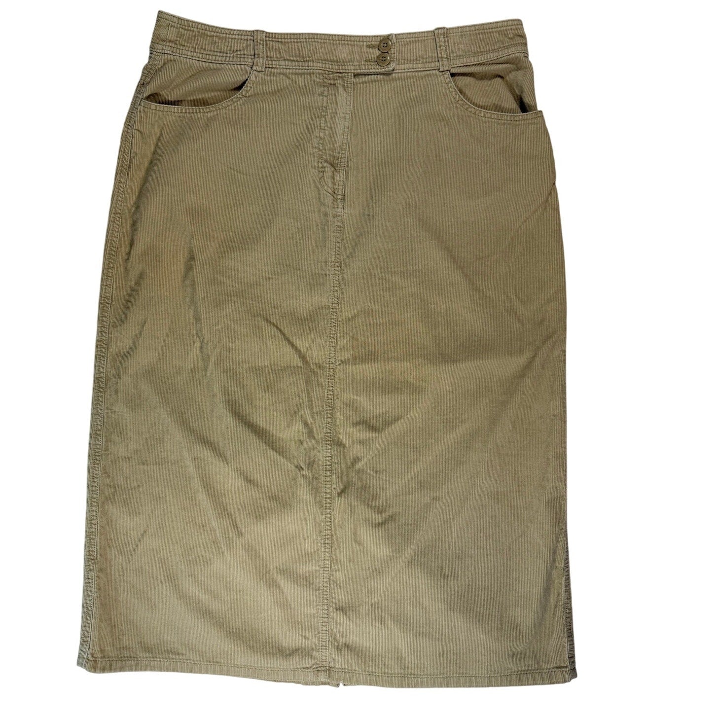 Vintage 90s Women’s 18 Eddie Bauer Tan Corduroy Skirt Western Cotton