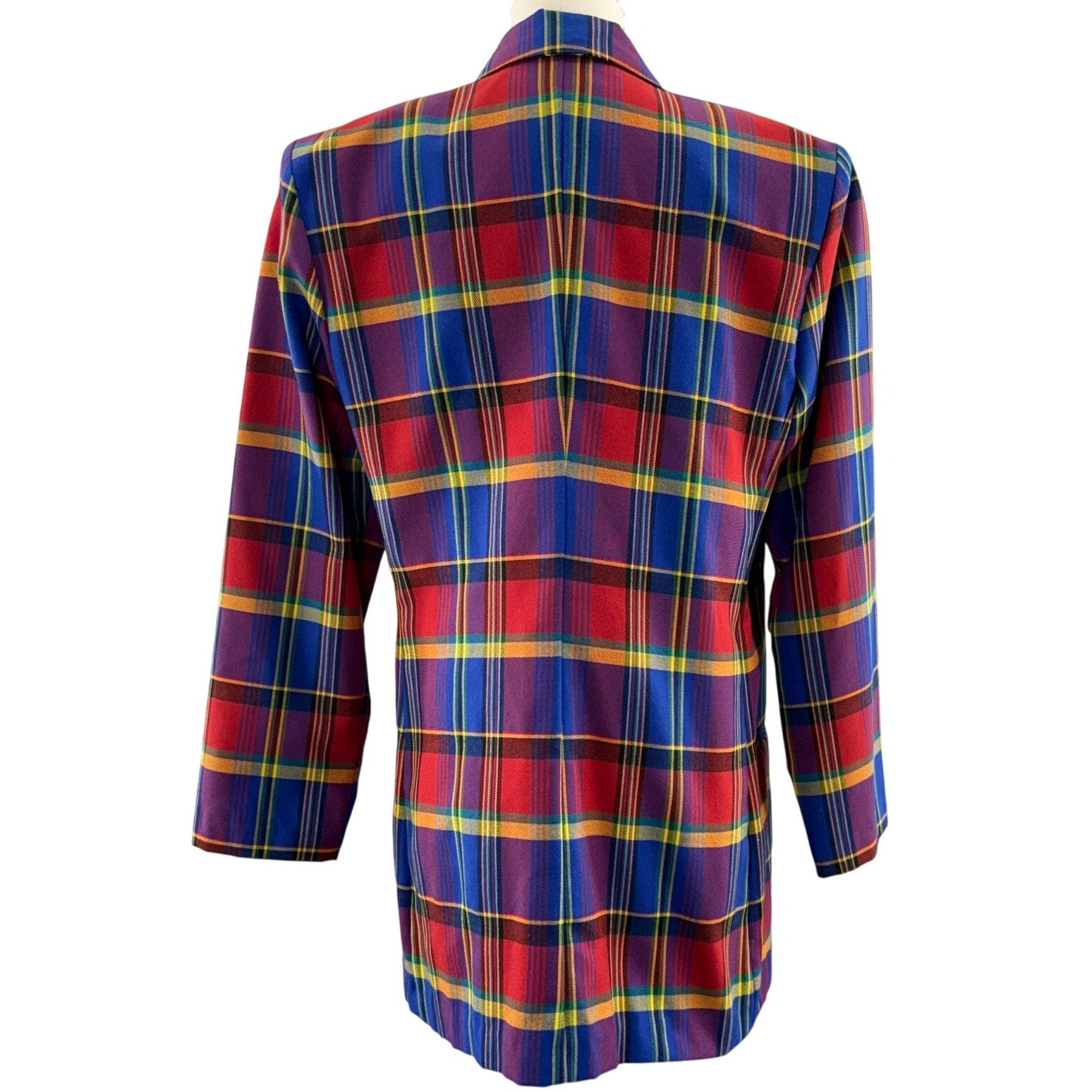 Vintage 90s Women's 10 Ellen Figg Plaid Tartan Blazer Jacket USA Made 40" Chest