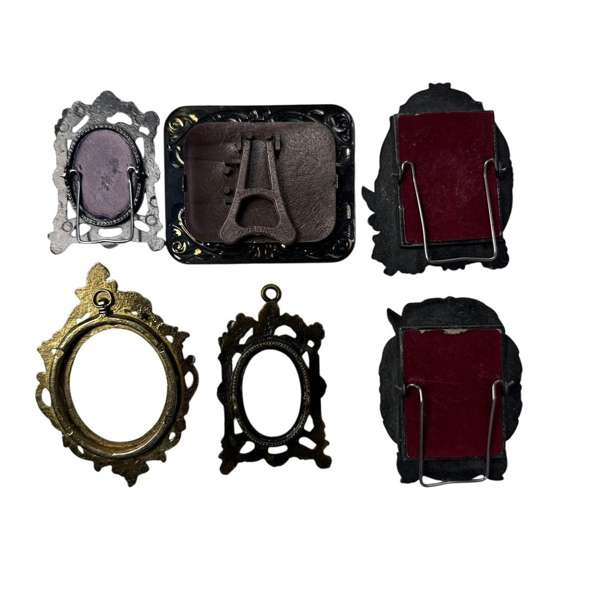 Vintage Taiwan Ornate Mini Picture Frames Set of 6, 2–3”