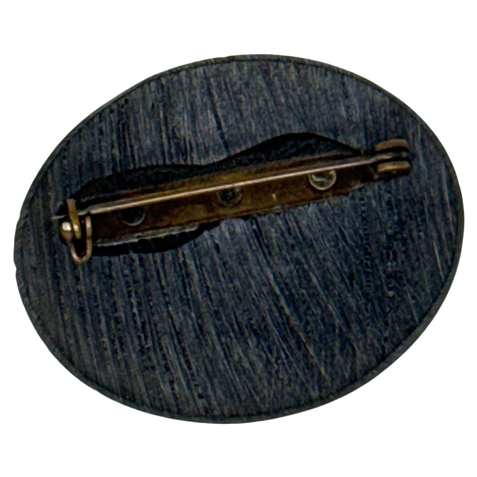 Vintage 60s Resin Shell Brooch Pin Black Oval Mother of Pearl Sea Motif