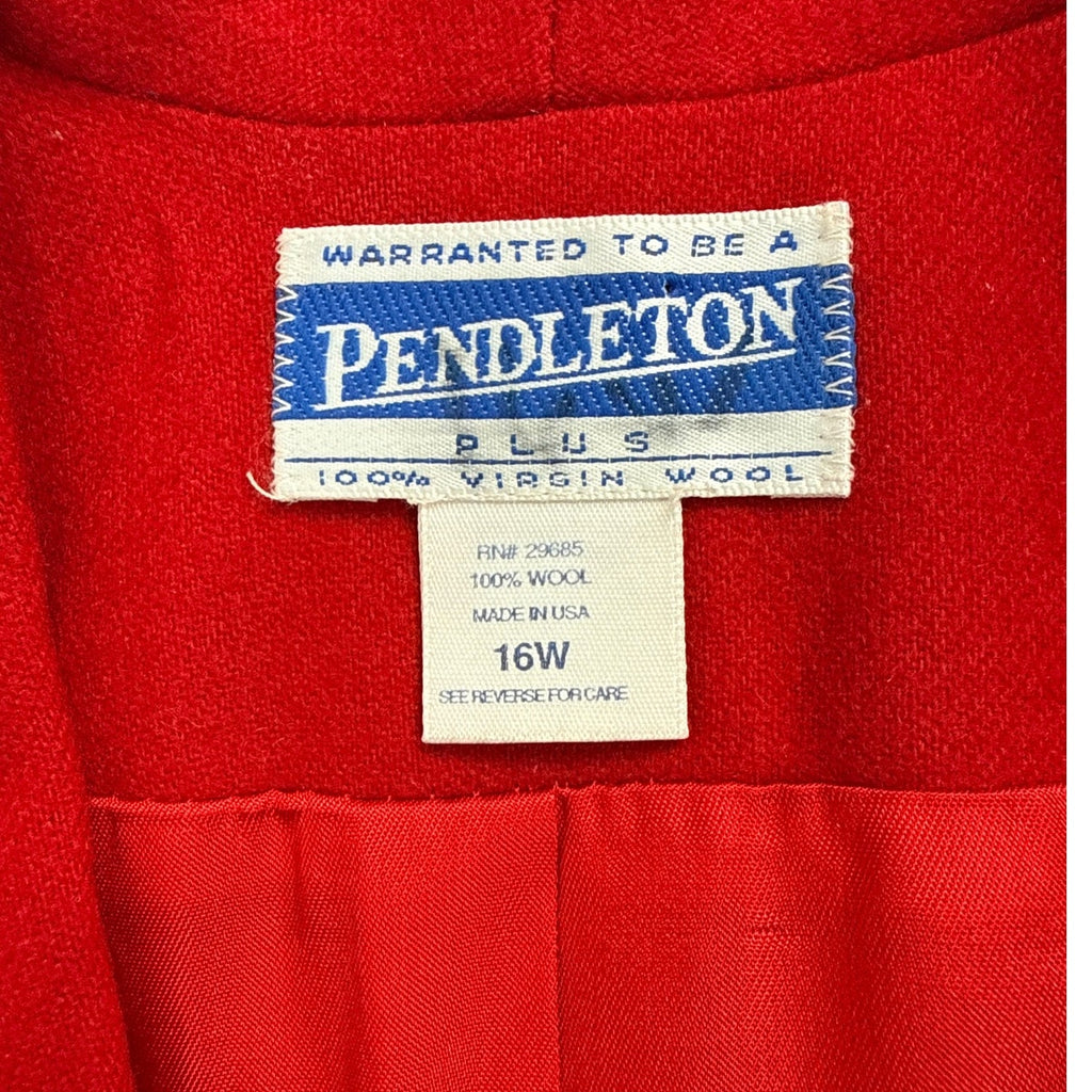 Vintage 80s Pendleton Red Wool Shawl Collar Blazer Jacket Women's 16W USA