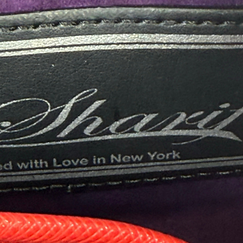 Vintage 90 Sharif Red Black Eye Appliqué Crossbody Bag Faux Fur Leather 8x11