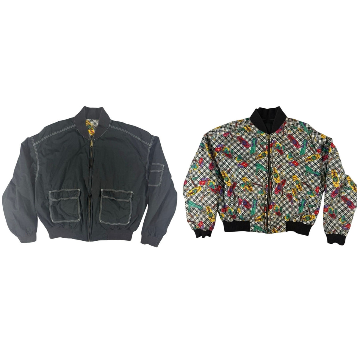 Vintage 90s Women's Medium Lizsport Reversible Golf Jacket Bomber Utility