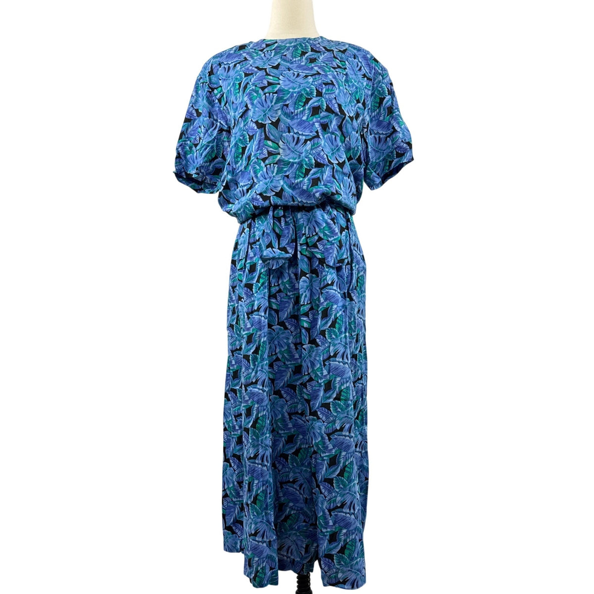 Vintage 80s SK Co Blue Rayon Palazzo Pants and Blouse Set Women's Large