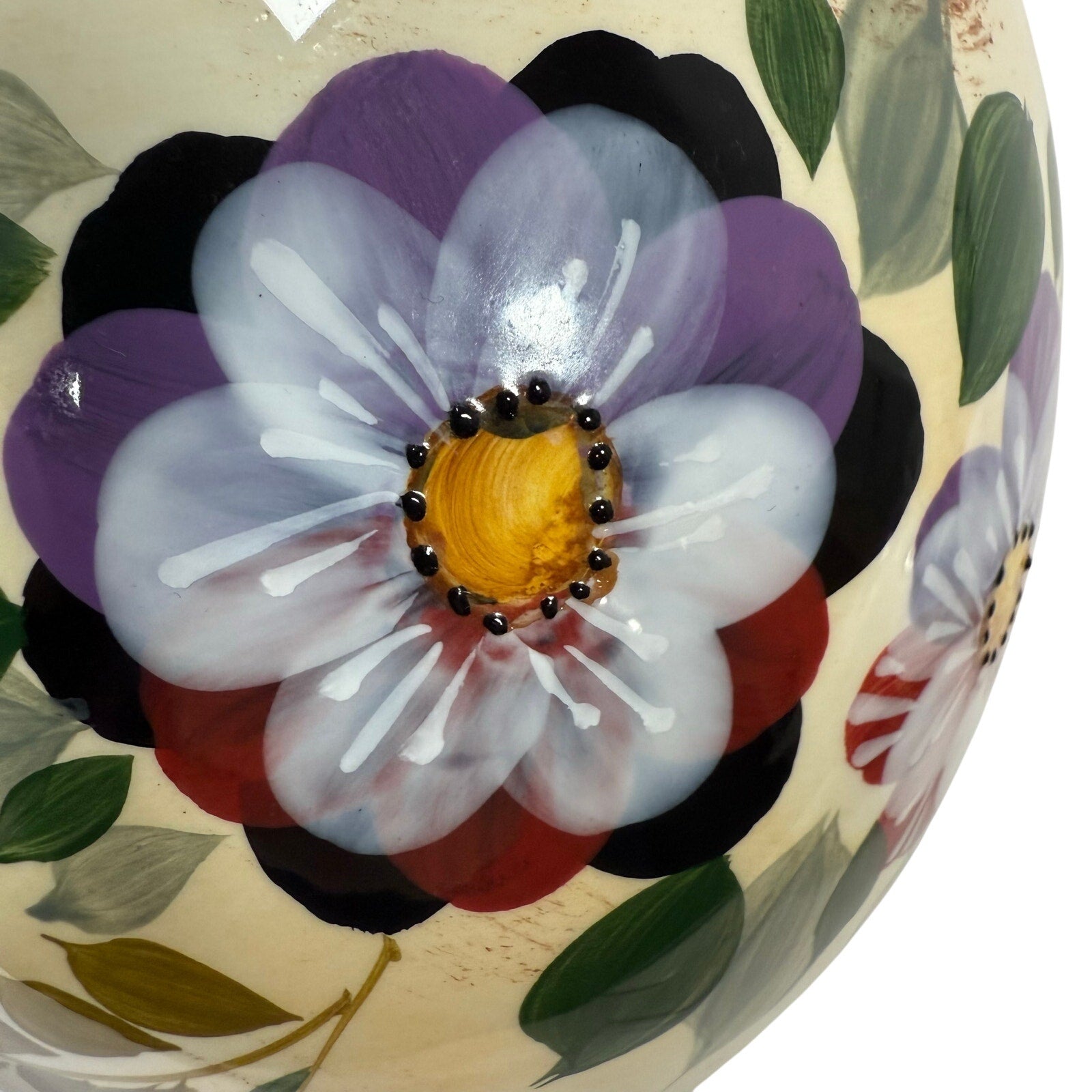 Vintage 90s Gibson Elite Hand Painted Floral Pitcher & Wash Basin Bowl Set Cottage Garden